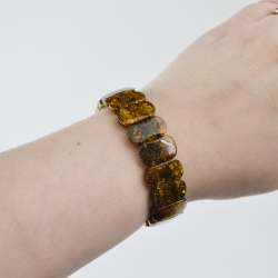 Large green honey Baltic amber bracelet